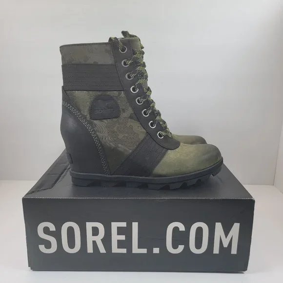 Sorel Lexie Wedge Women's Hiker Green Boots US Size 10 NWT - Picture 1 of 13